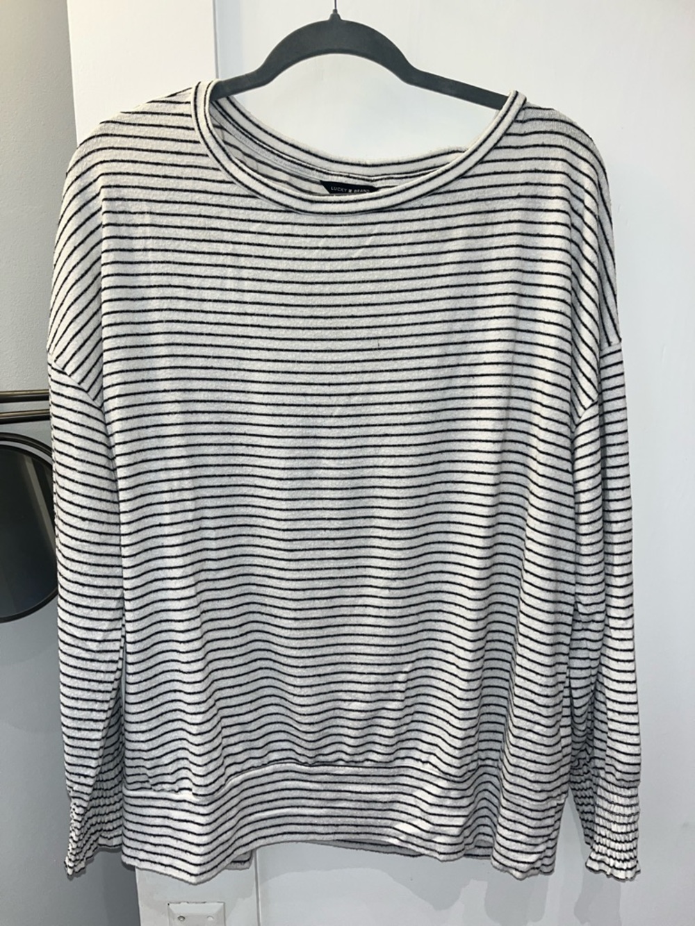 Lucky Brand Black & White Striped Long Sleeve Top
